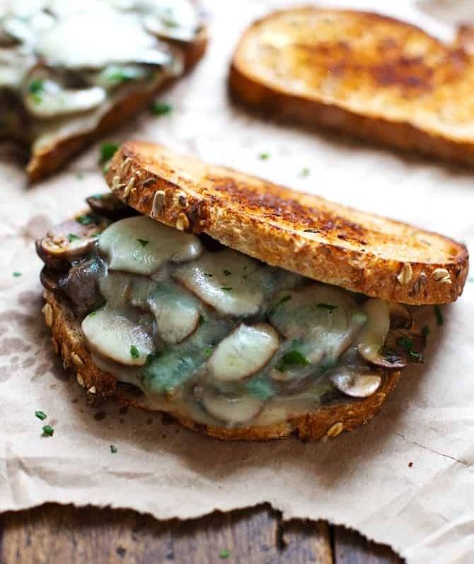 Simple Garlic Butter Mushroom & Provolone Melts | pinchofyum.com
