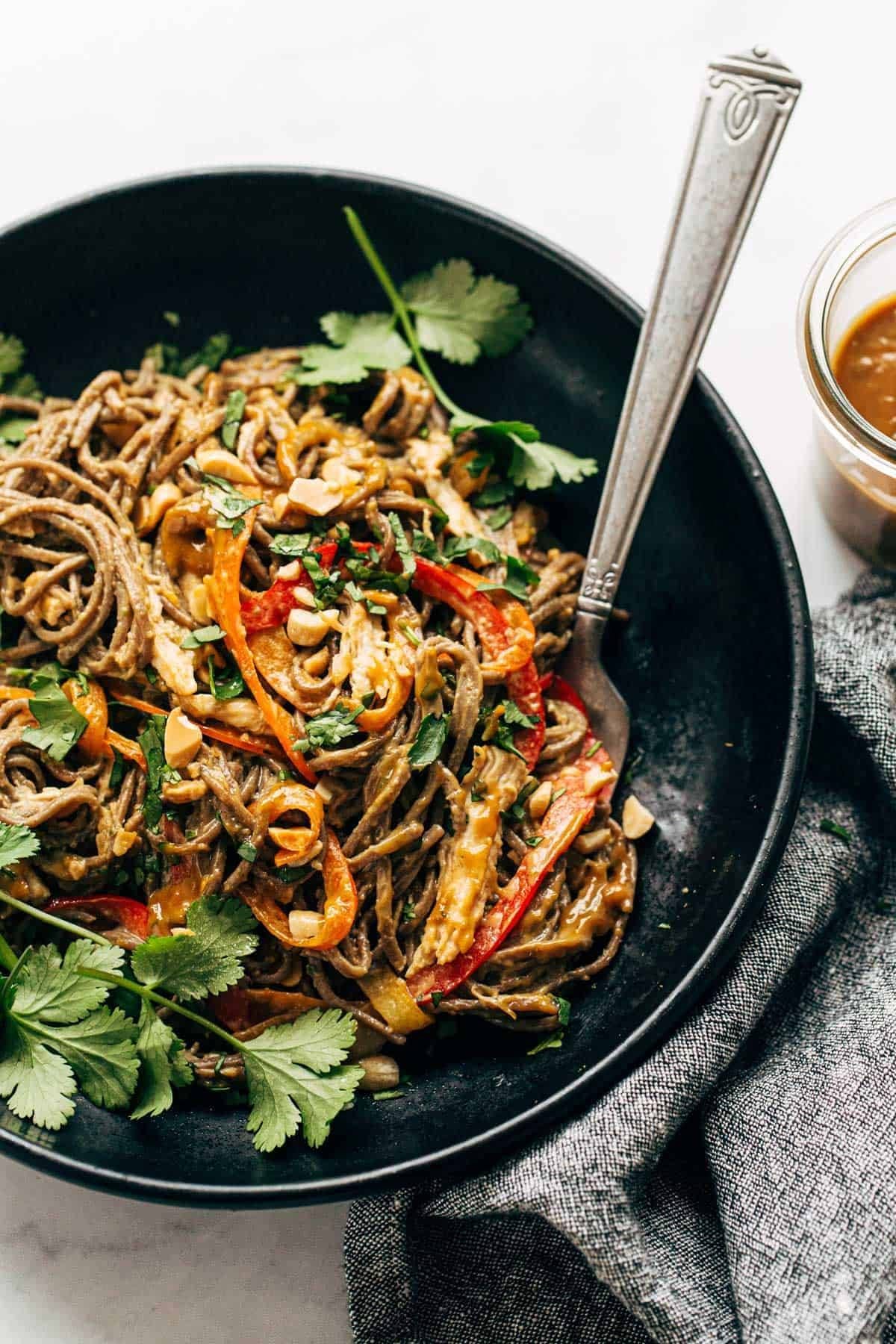 Spicy peanut soba noodle salad.
