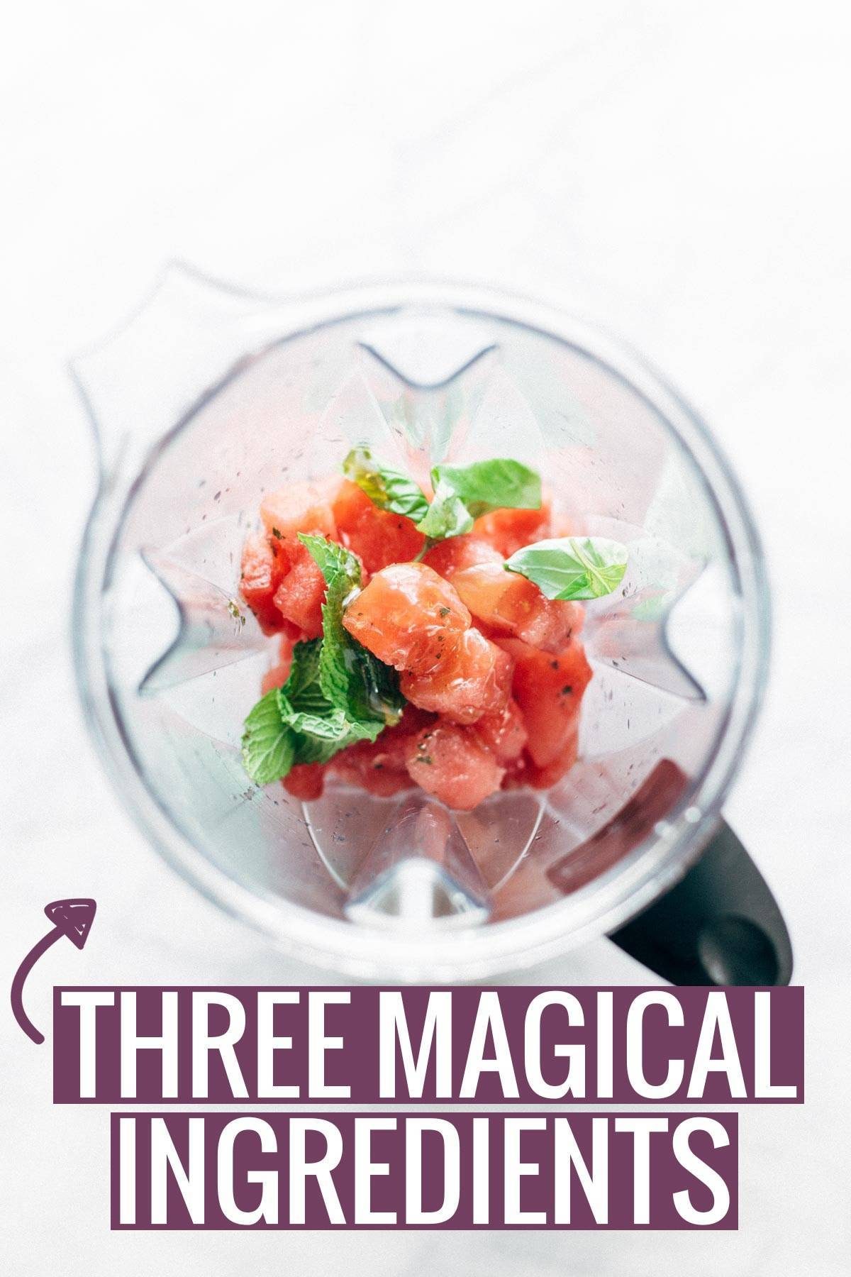 Smoothie ingredients in a blender.