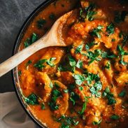 One Pot Spanish Chicken and Potatoes with a simple, fragrant tomato and garlic sauce. 360 calories.